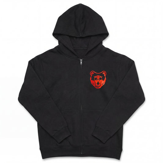 Heritage Bear Heavyweight Zip Hoodie - Midnight Black