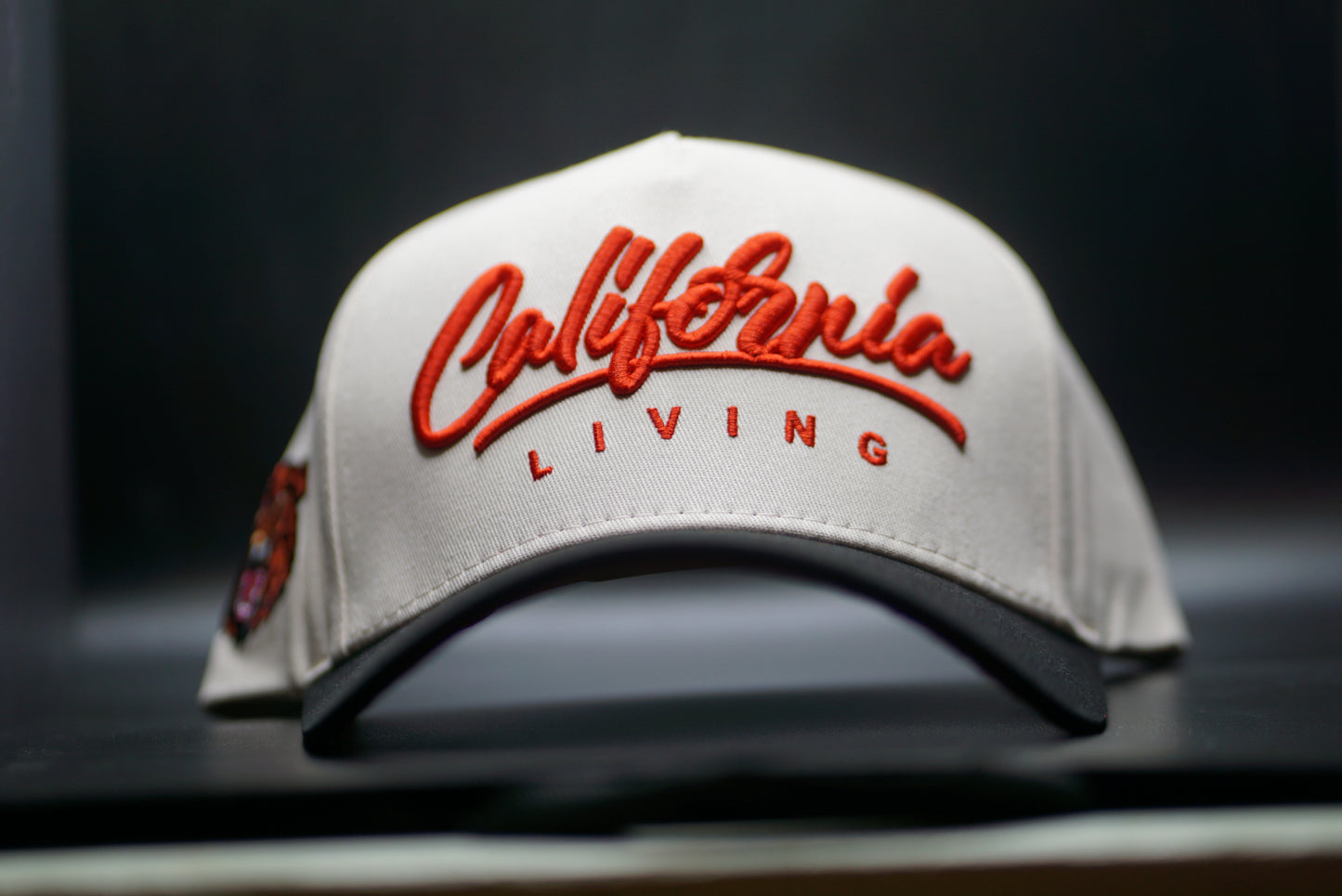 California Living Hat in cream and cherry red