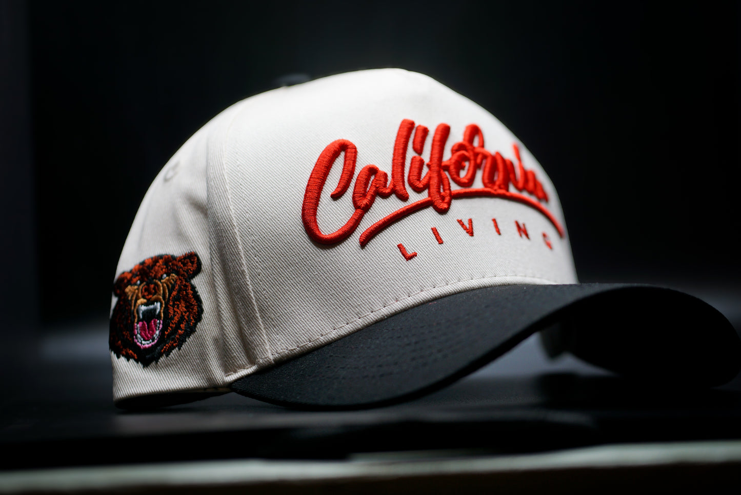 California Living Hat in cream and cherry red