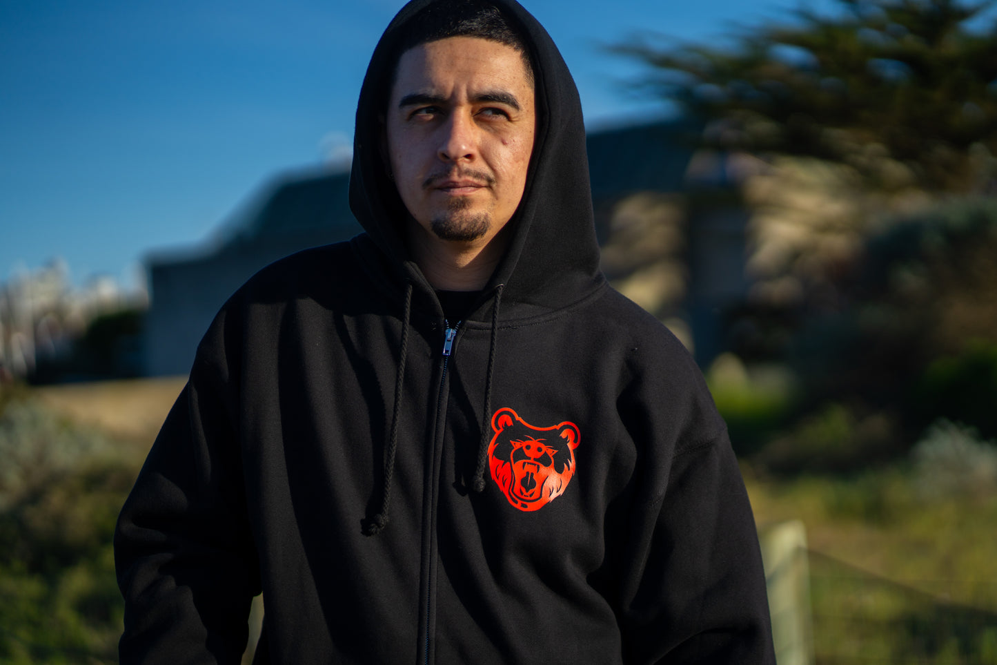 Heritage Bear Heavyweight Zip Hoodie - Midnight Black