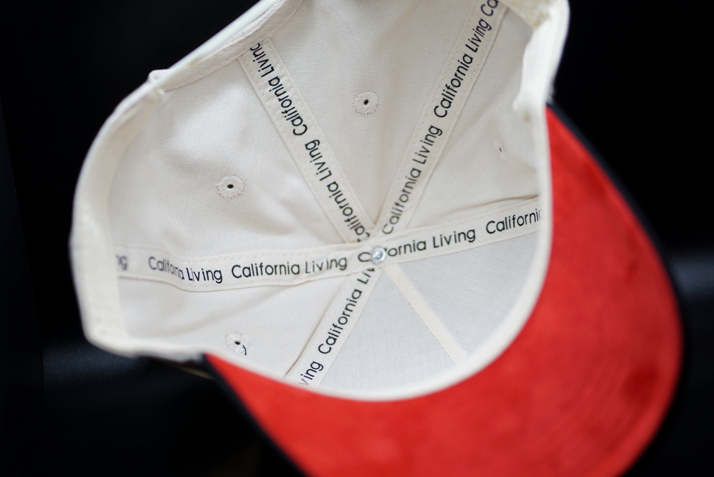 California Living Hat in cream and cherry red